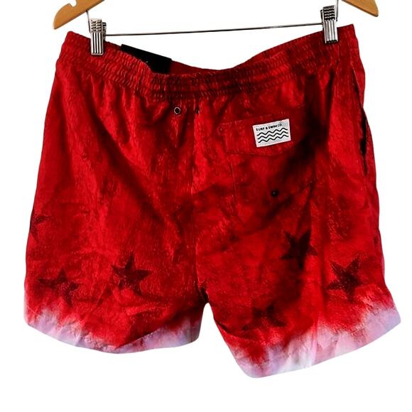 Surf & Swim Co. Men’s Red Star Print Swim Trunks – Size Large - Picture 3 of 6